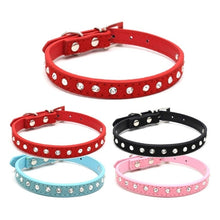 Load image into Gallery viewer, 1PCs Small Dog Collar Crystal Hot Bling Rhinestone Pu Leather Puppy Cat Collars Necklace Neck Strap Personality Pet Products
